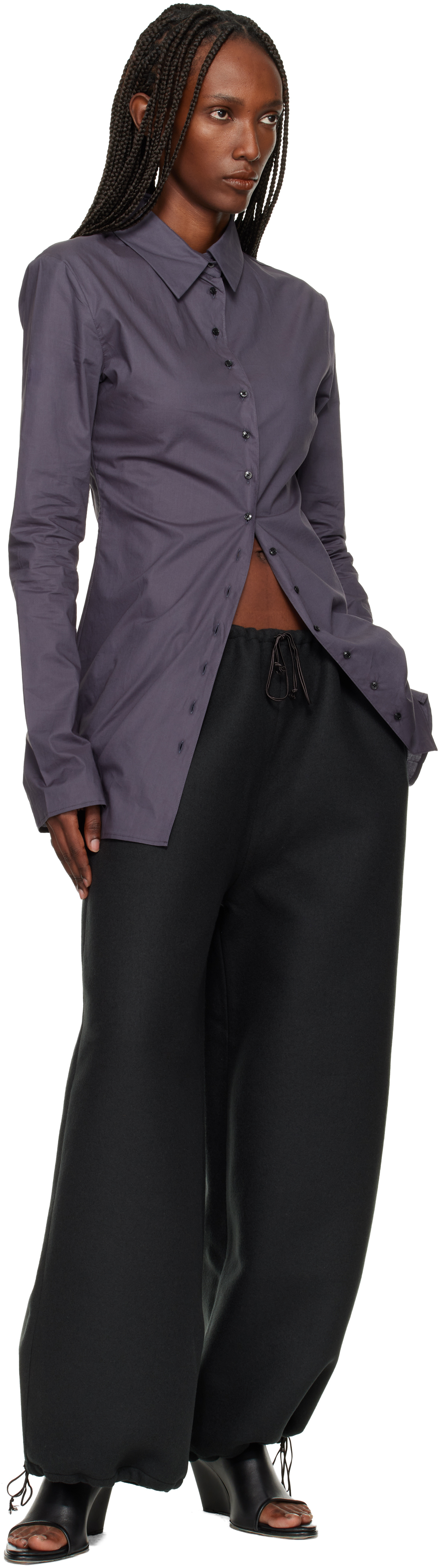 Gray Double Face Wool Drap Trousers