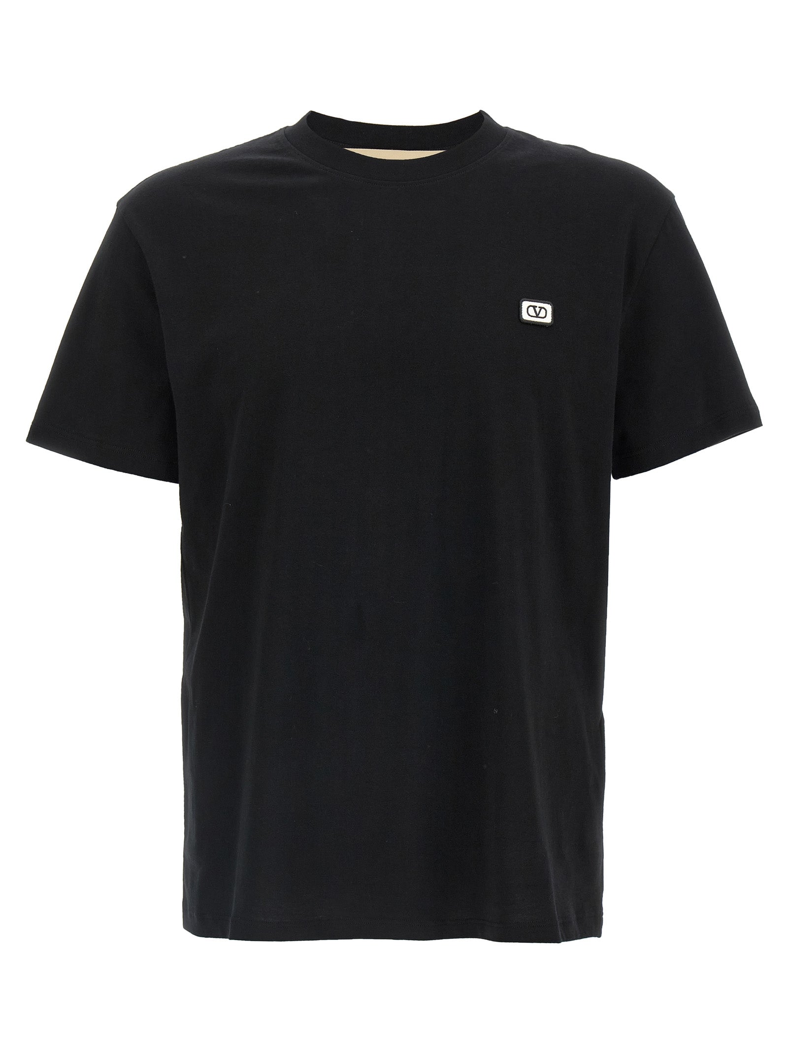 VLogo Patch Cotton T-Shirt — Black