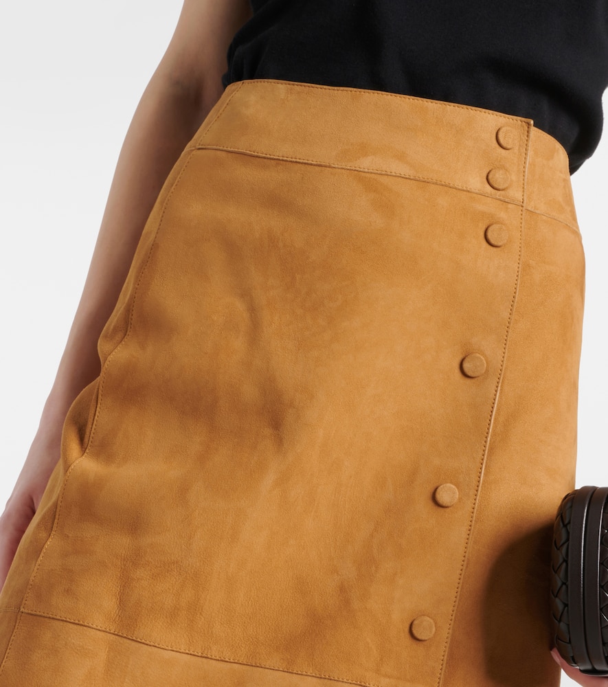 High-rise leather midi skirt