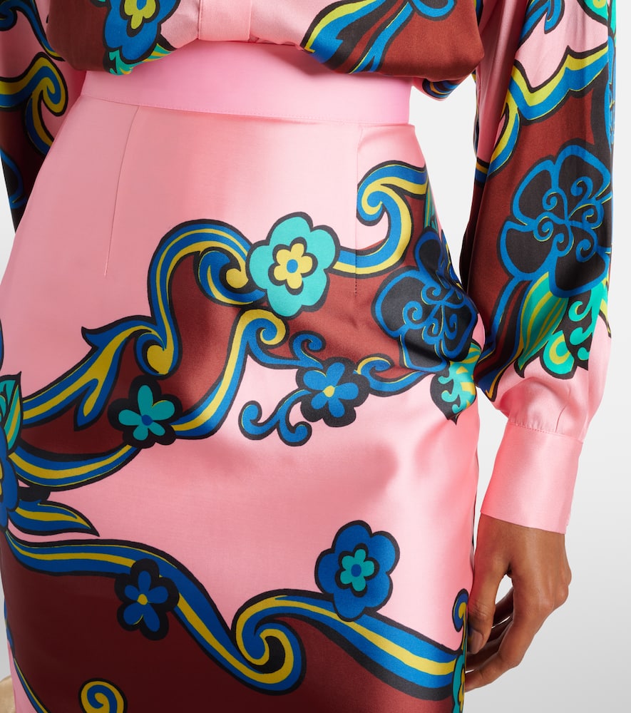 Alémais Floral puff-sleeve silk satin shirt