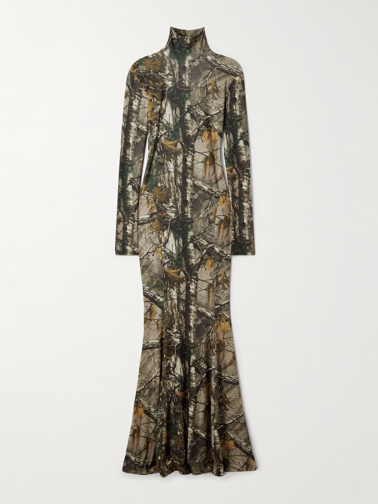 Camouflage-print Stretch-jersey Turtleneck Gown - Multi