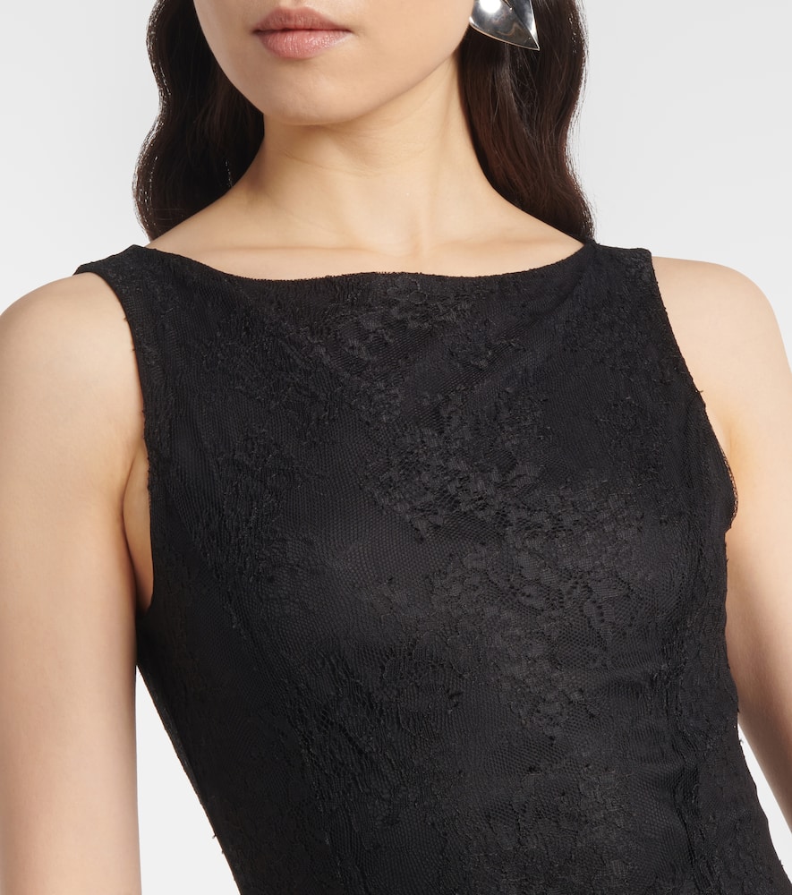 Bow-detail lace minidress