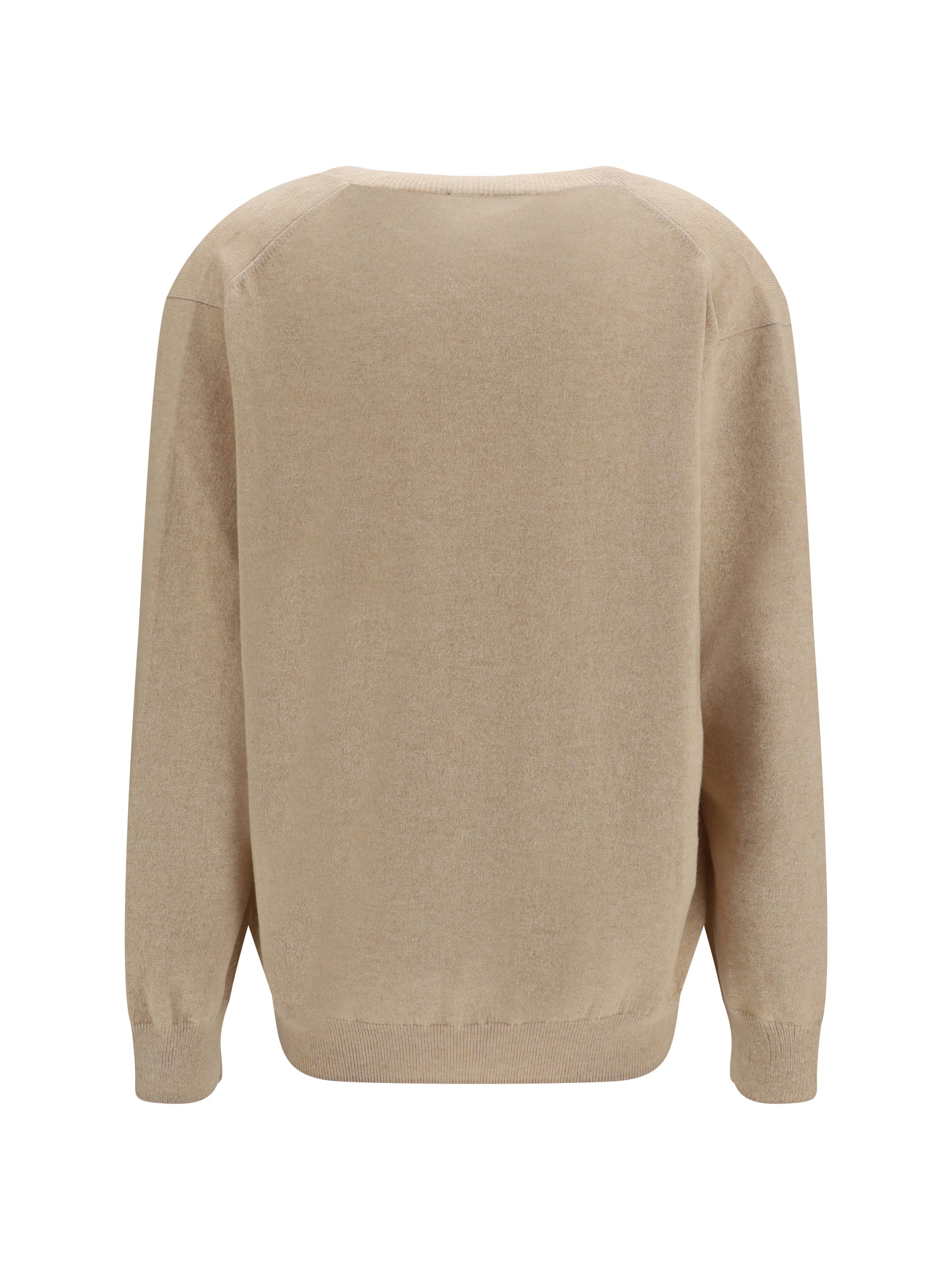 Cashmere V-Neck Sweater — Beige
