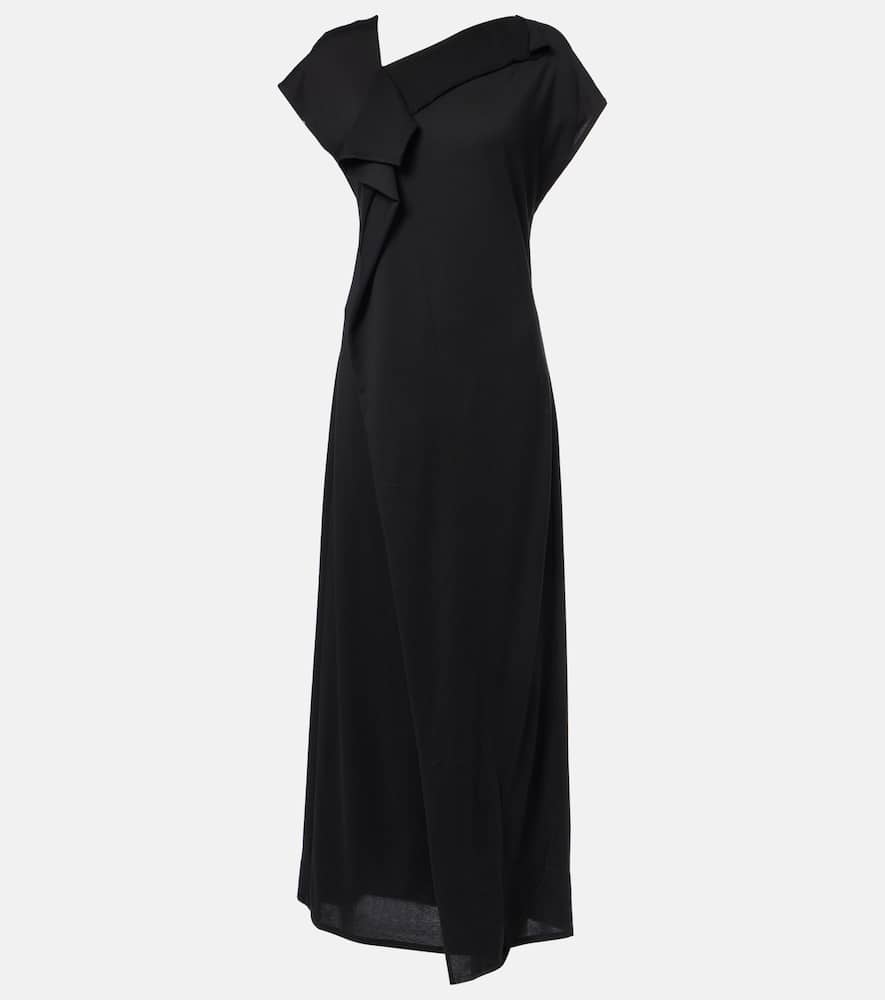 Asymmetric draped midi dress
