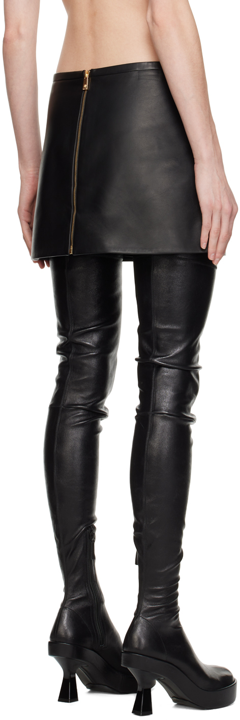 Black Medusa leather mini skirt