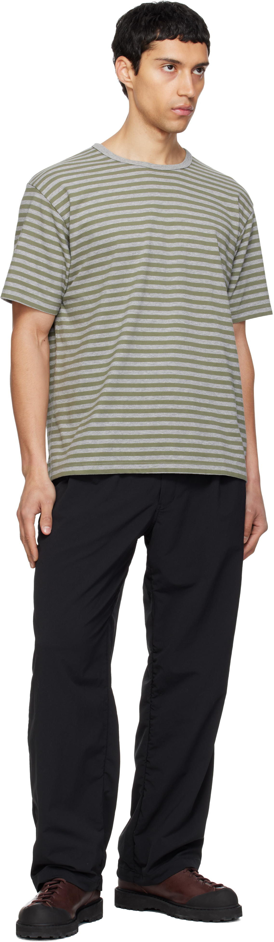 Khaki & Gray COOLMAX Stripe Jersey T-shirt