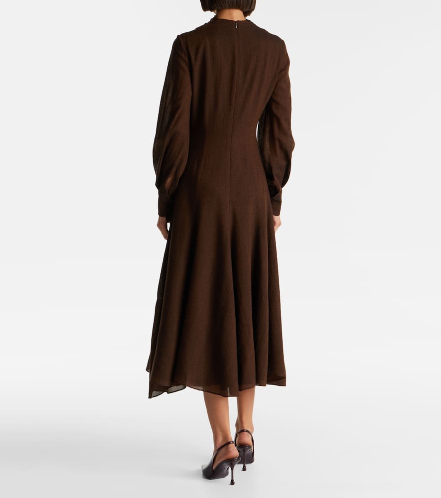 Avara draped wool twill midi dress