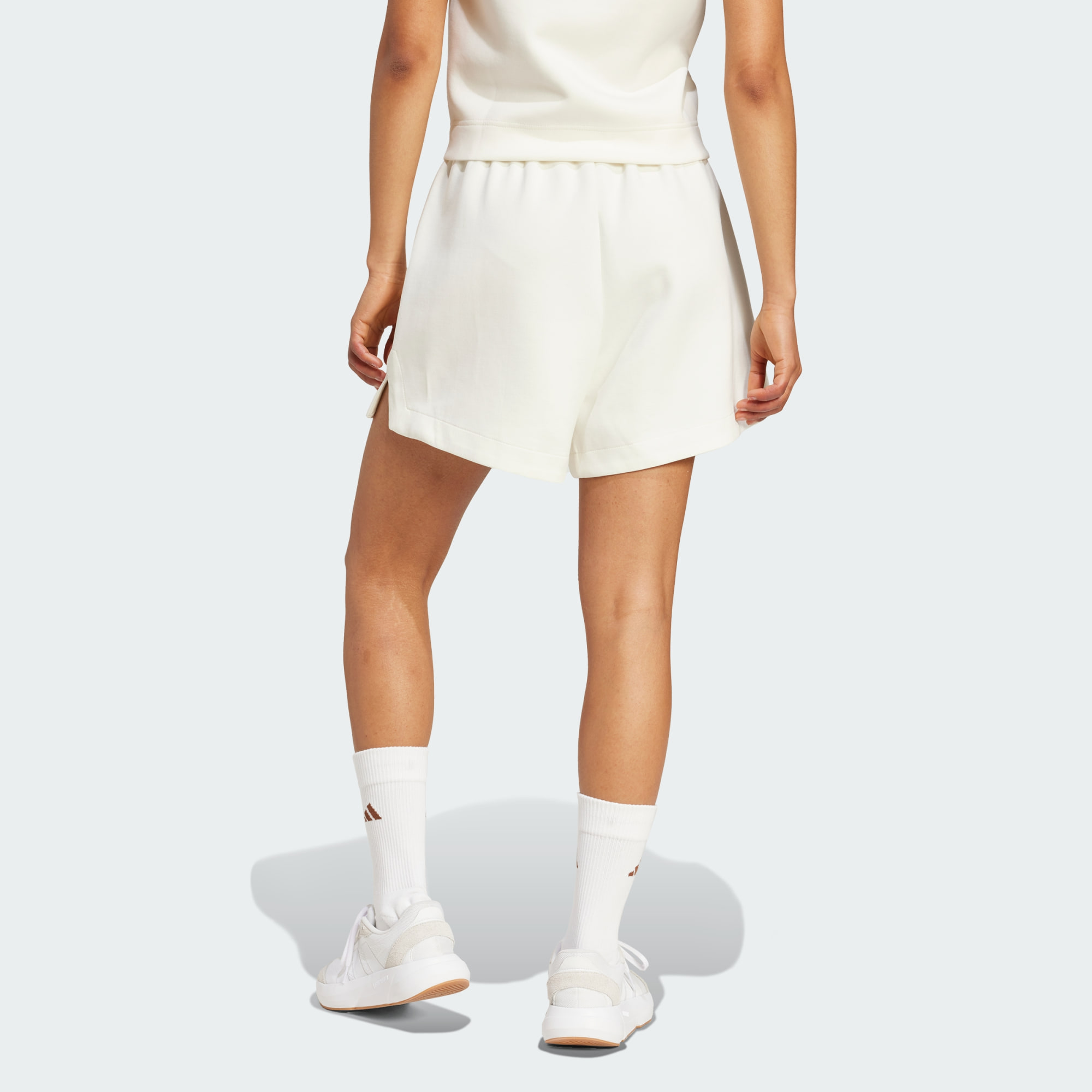 ADIDAS Sportswear Womens Soft Lux Loose Shorts - Off-White - Mediu