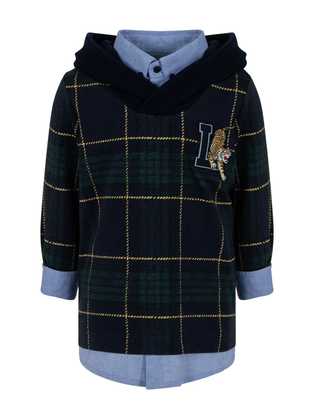 Layered-design hoodie - Black