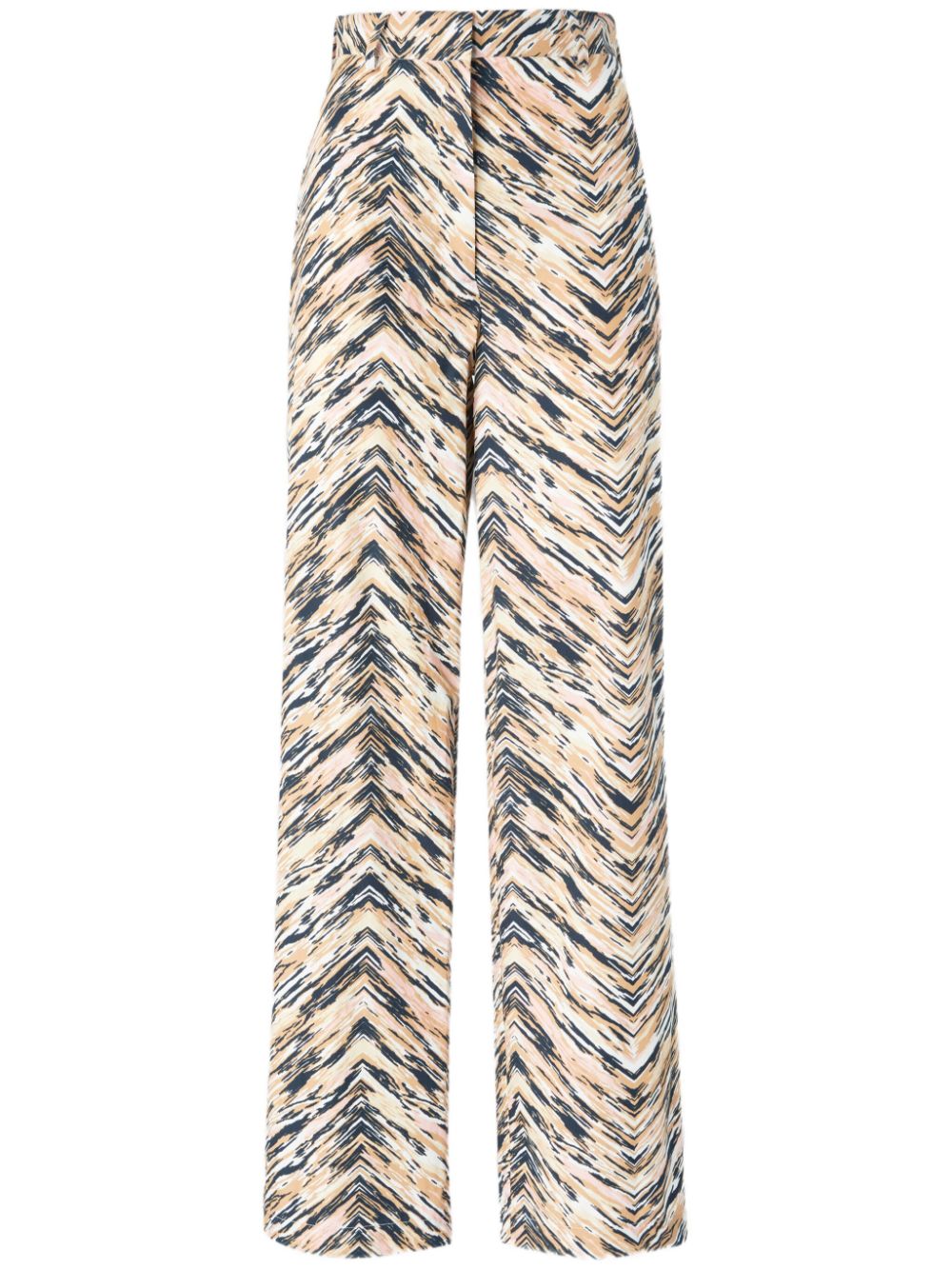 Zigzag-pattern cotton palazzo pants - Neutrals