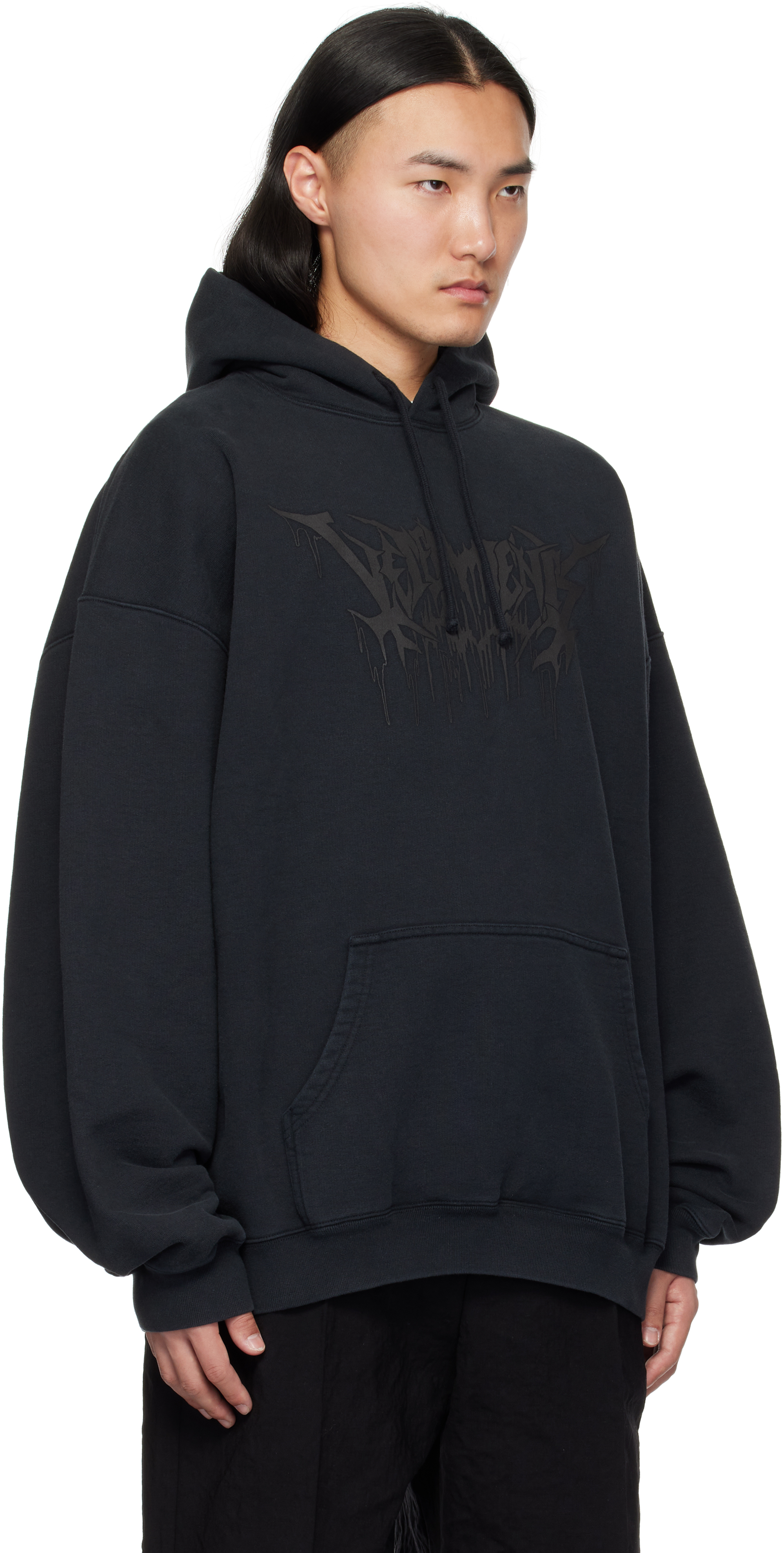 VETEMENTS Black Drip Metal Oversized Hoodie