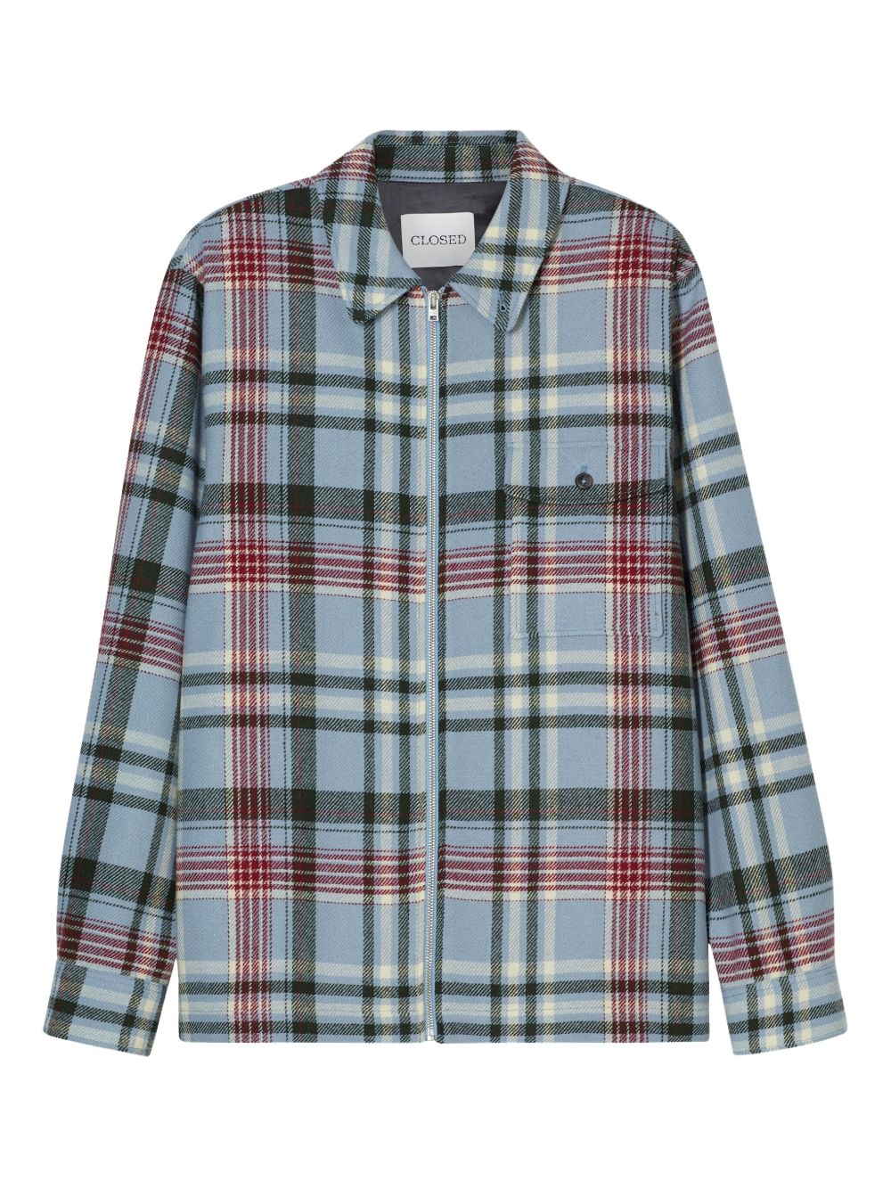 Zip-front plaid shirt jacket - Blue
