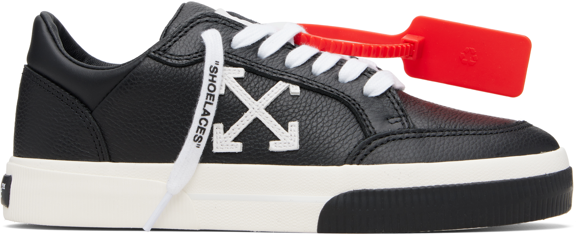 Black Vulcanized Low Calf Sneakers