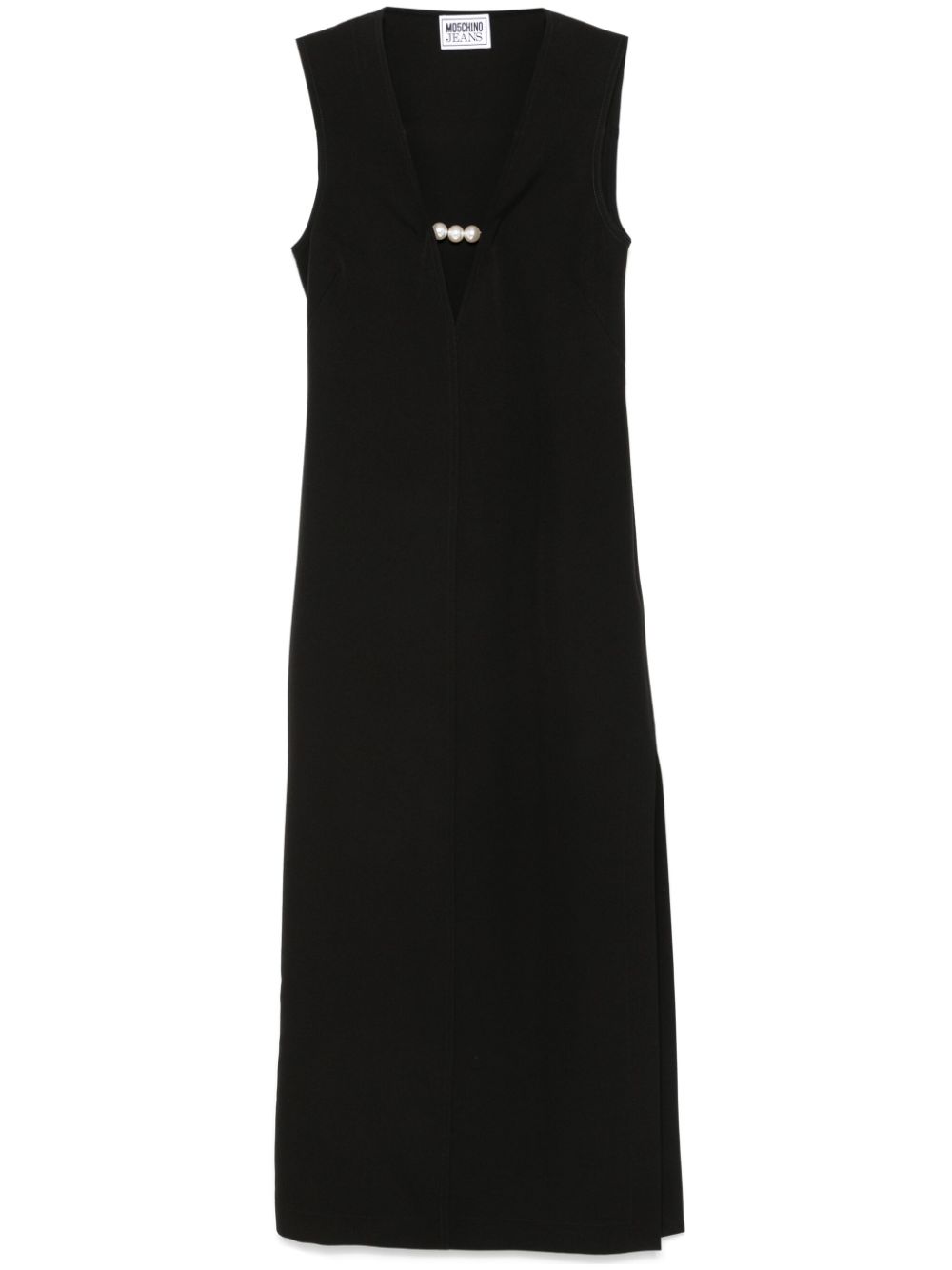Faux-pearl embellished maxi dress - Black