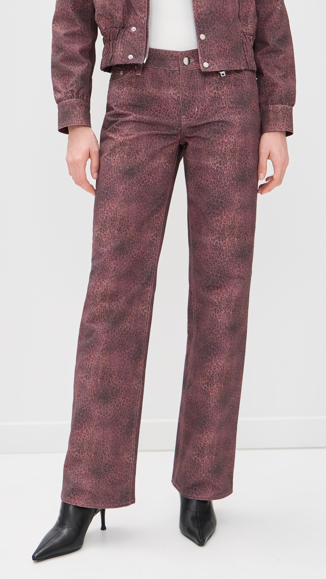 Cicely Straight Leg Trousers Red Leopard