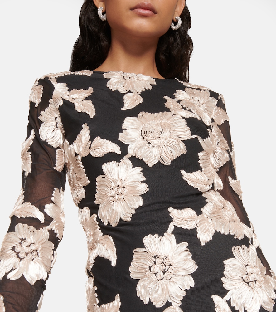 Rotate Floral mesh minidress