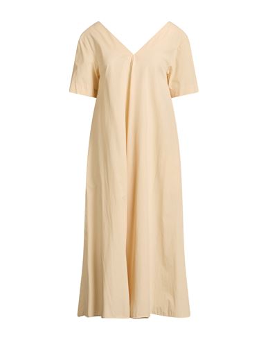 Woman Midi dress Beige Size 10 Cotton