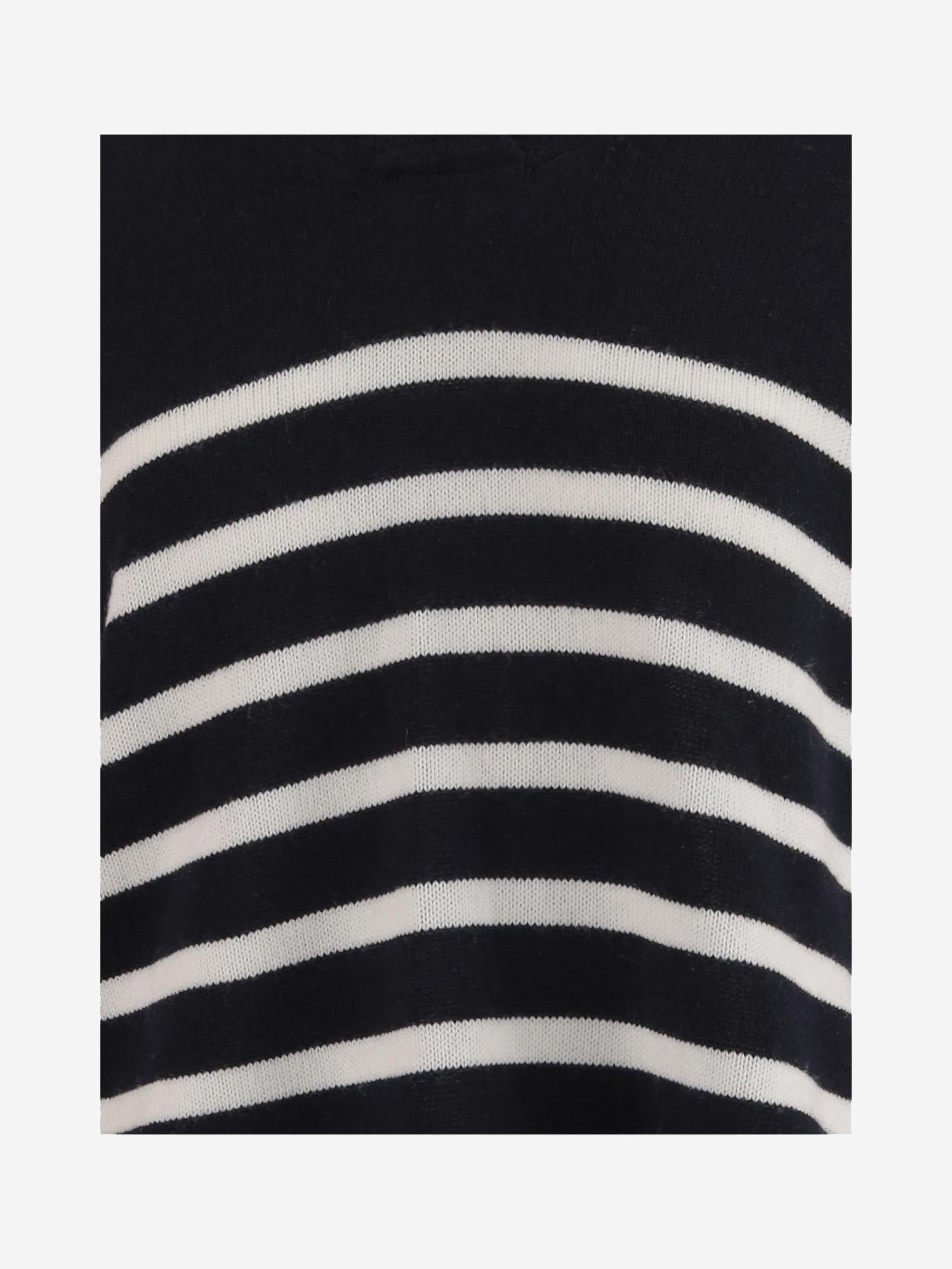 Cashmere Striped Sweater — Navy