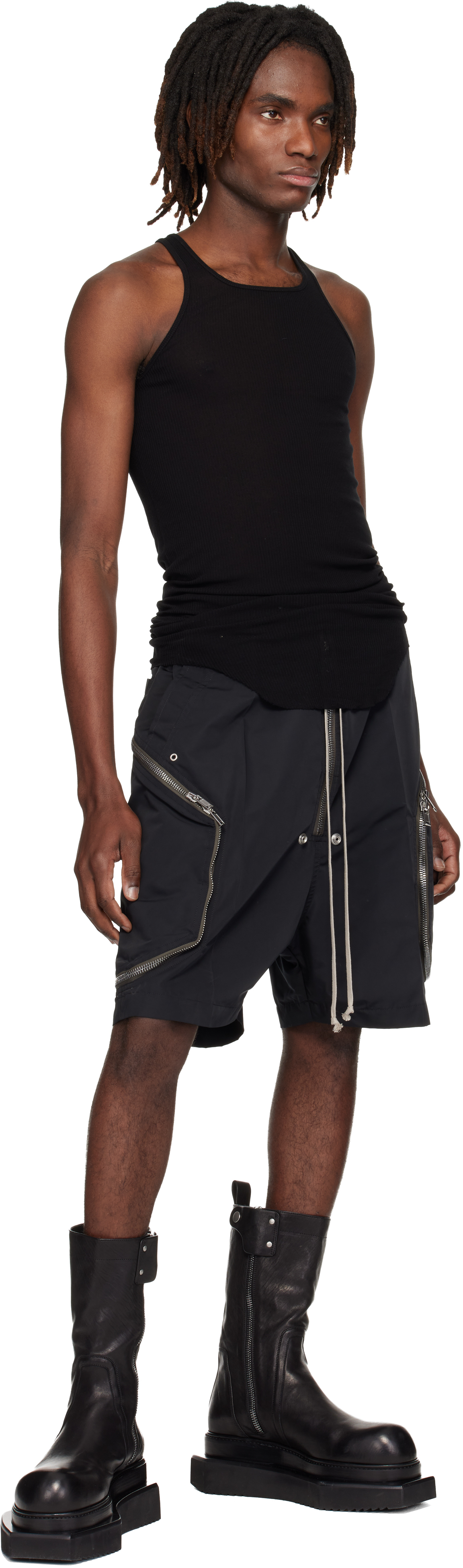 Black Temple Basic Rib Tank Top