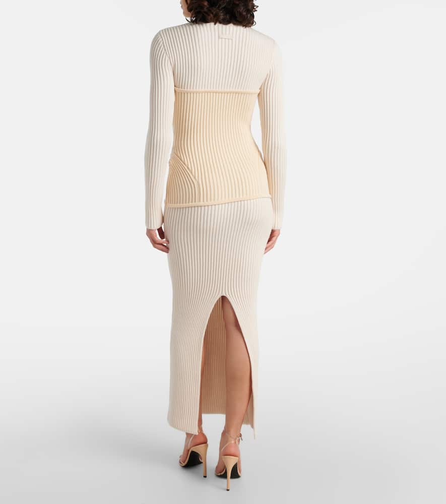 Ribbed-knit wool-blend maxi dress