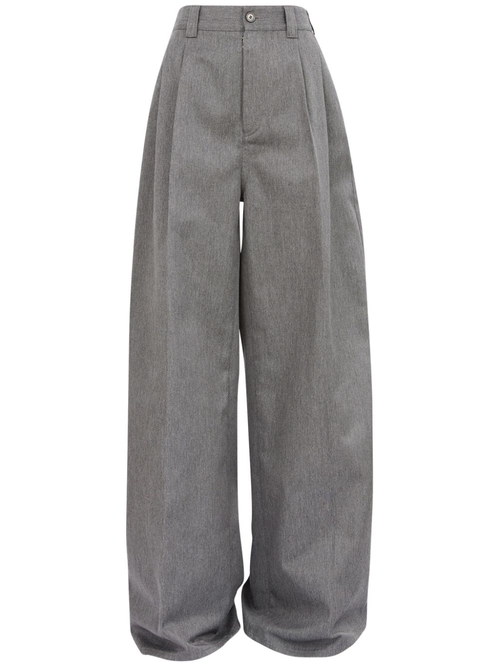 Pleat-detailed twill trousers - Grey