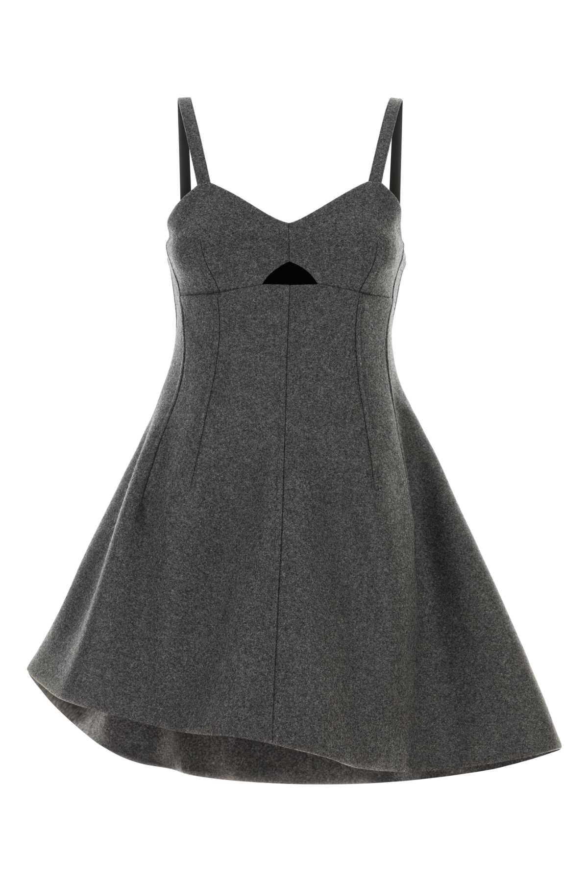Virgin Wool Sweetheart Neckline Dress — Gray
