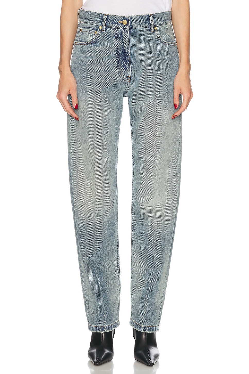 DARKPARK Naomi Boyfriend Straight Leg Jeans in Fold Light Wash - Blue.  30 also in 25, 26