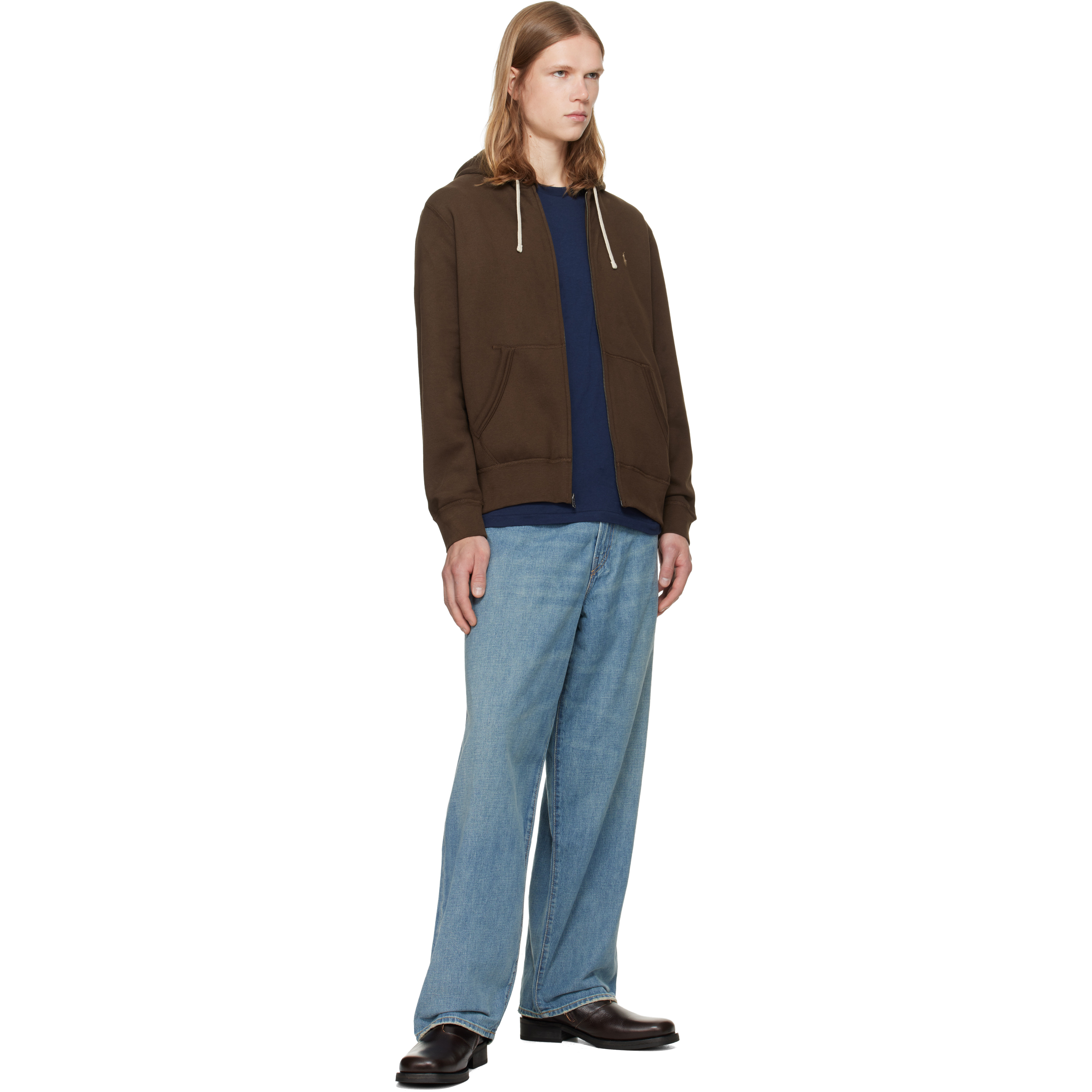 Brown Fleece Full-Zip Hoodie