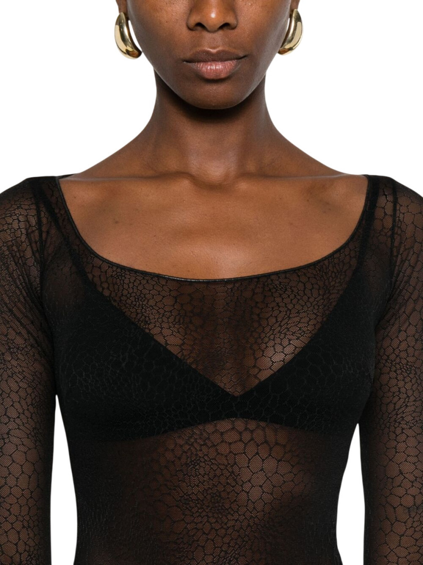 Black Scoop Neck Top Swimwear