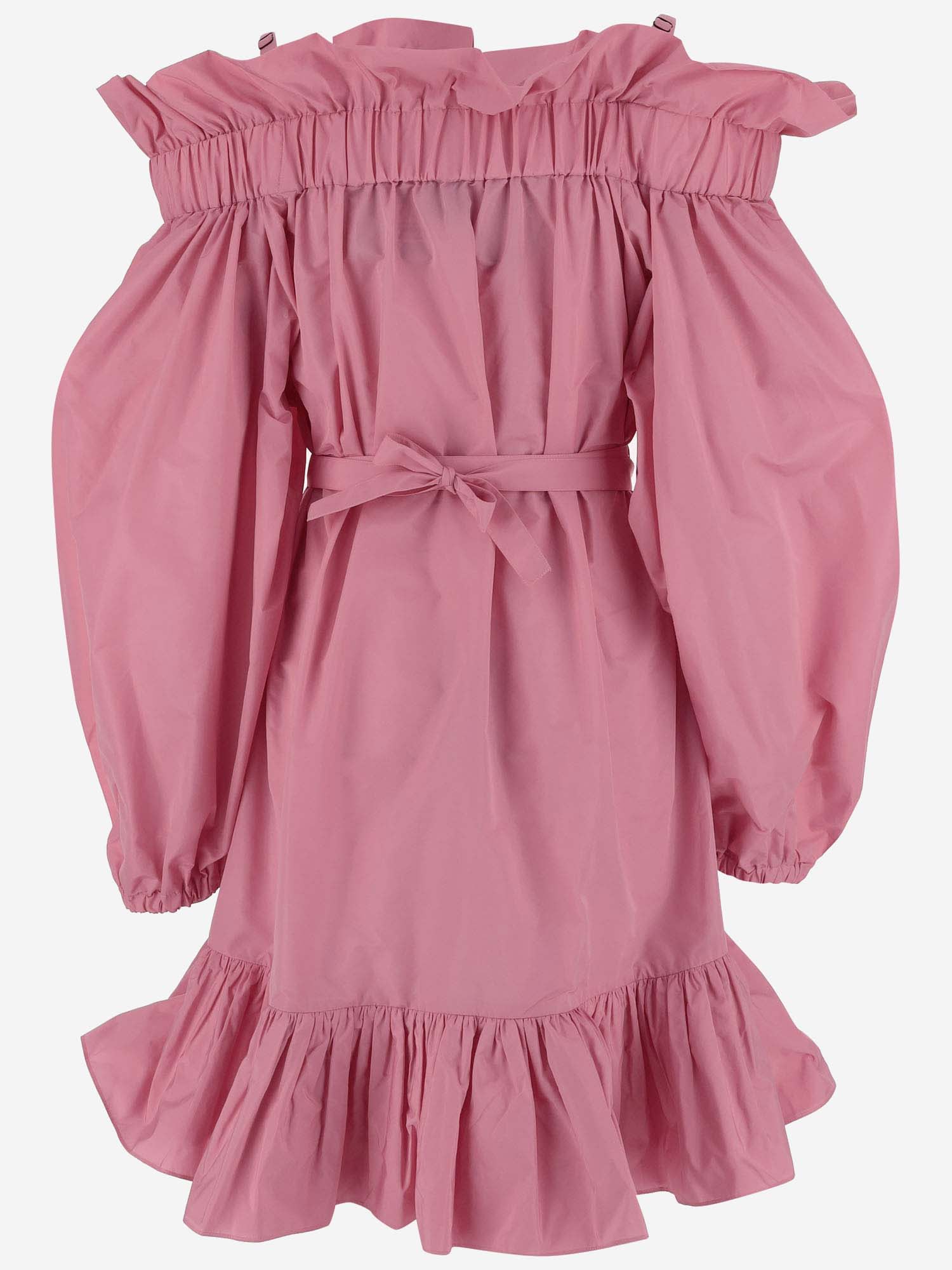 Ruffled detailing belted mini dress - Pink