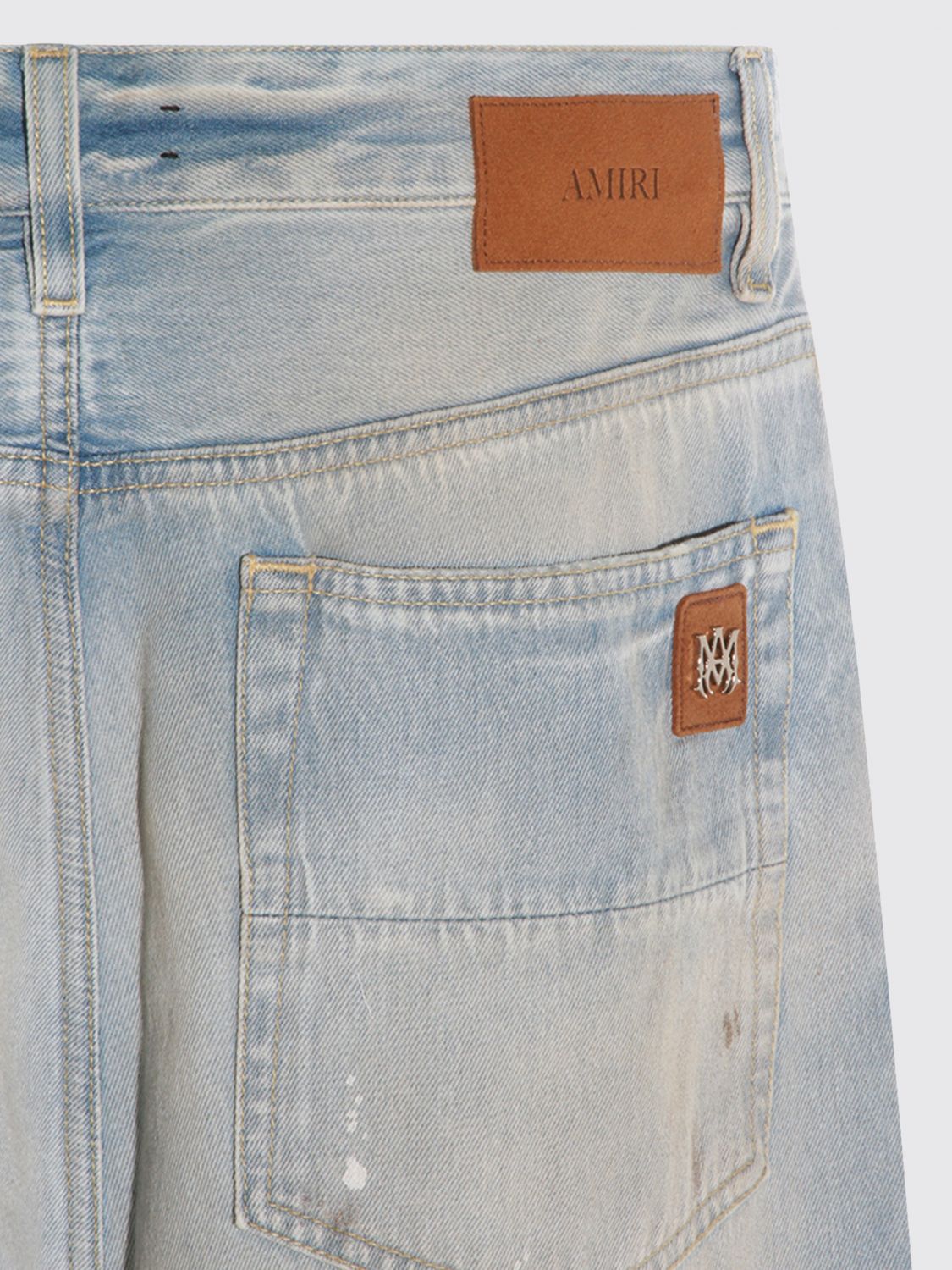 Wide Leg Cotton Denim Jeans with Distressed Effect and Mid-Rise Waist