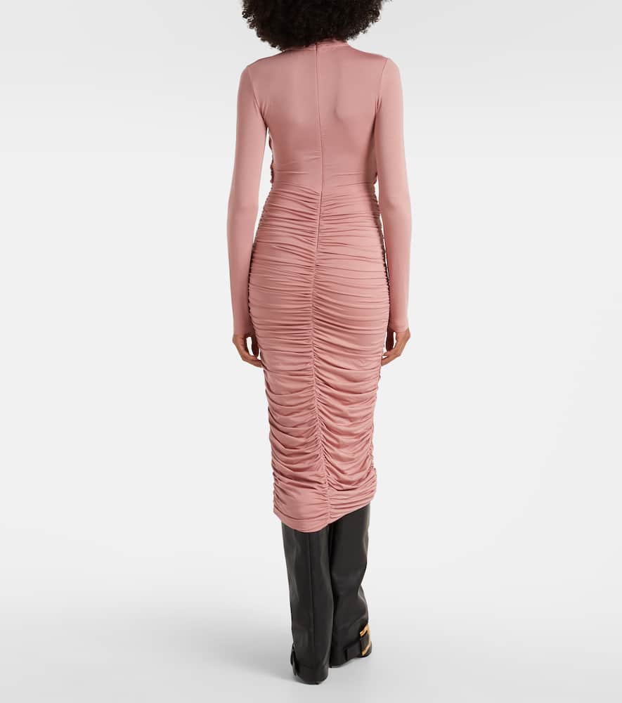 Ruched jersey midi dress