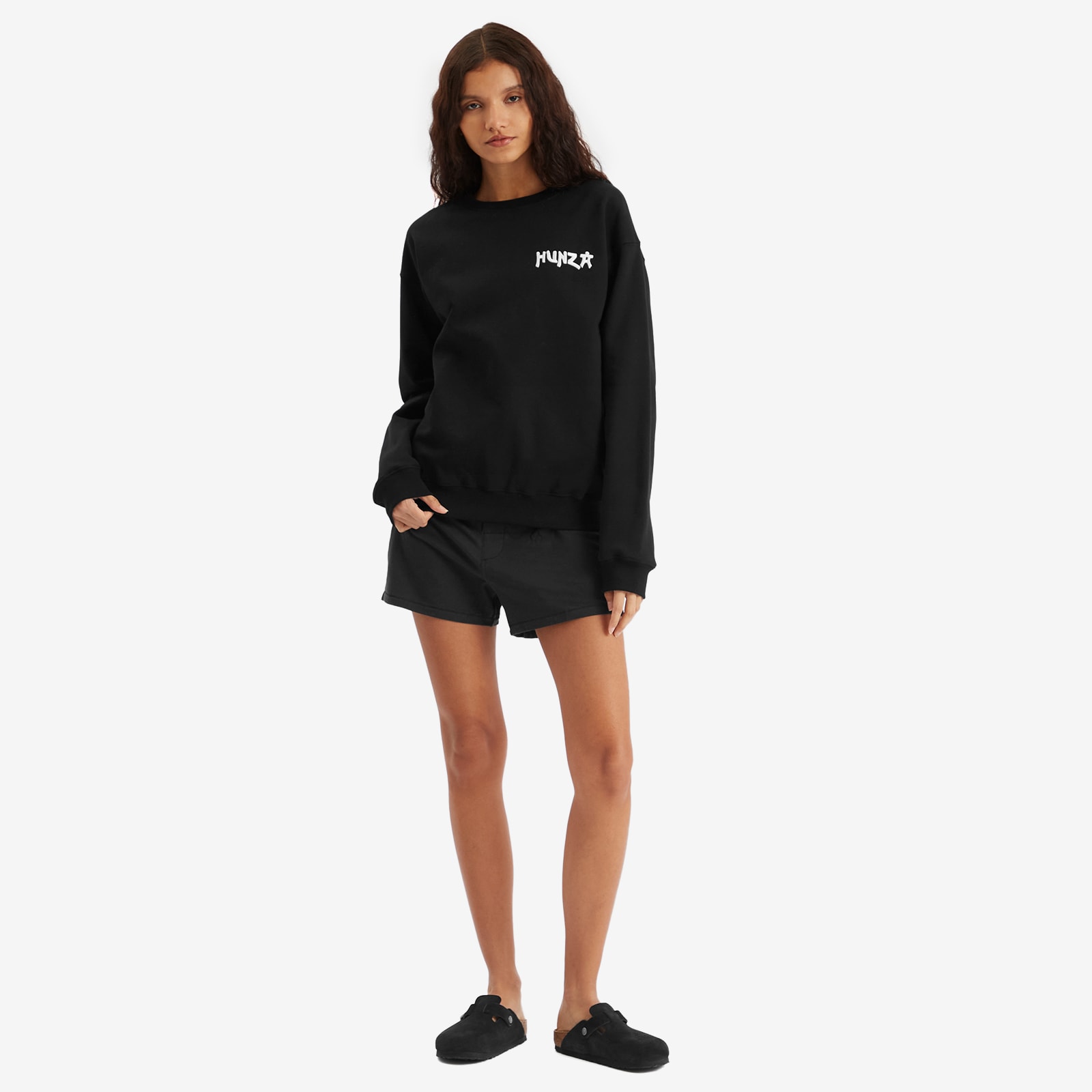 Hunza G Women's 80s Logo Embroidered Sweater in Black