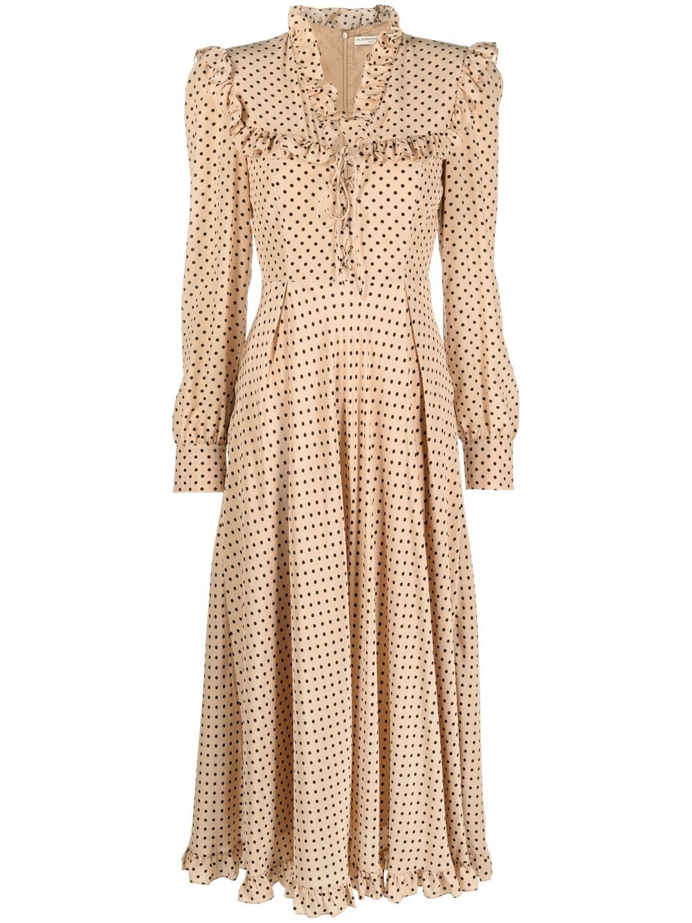Polka-dot midi dress - Neutrals