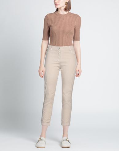 Woman Pants Beige Size 6 Linen, Cotton, Elastane
