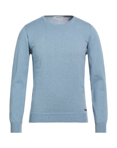 Man Sweater Light blue Size L Cotton
