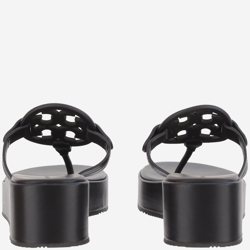 Black Logo Wedge Sandals