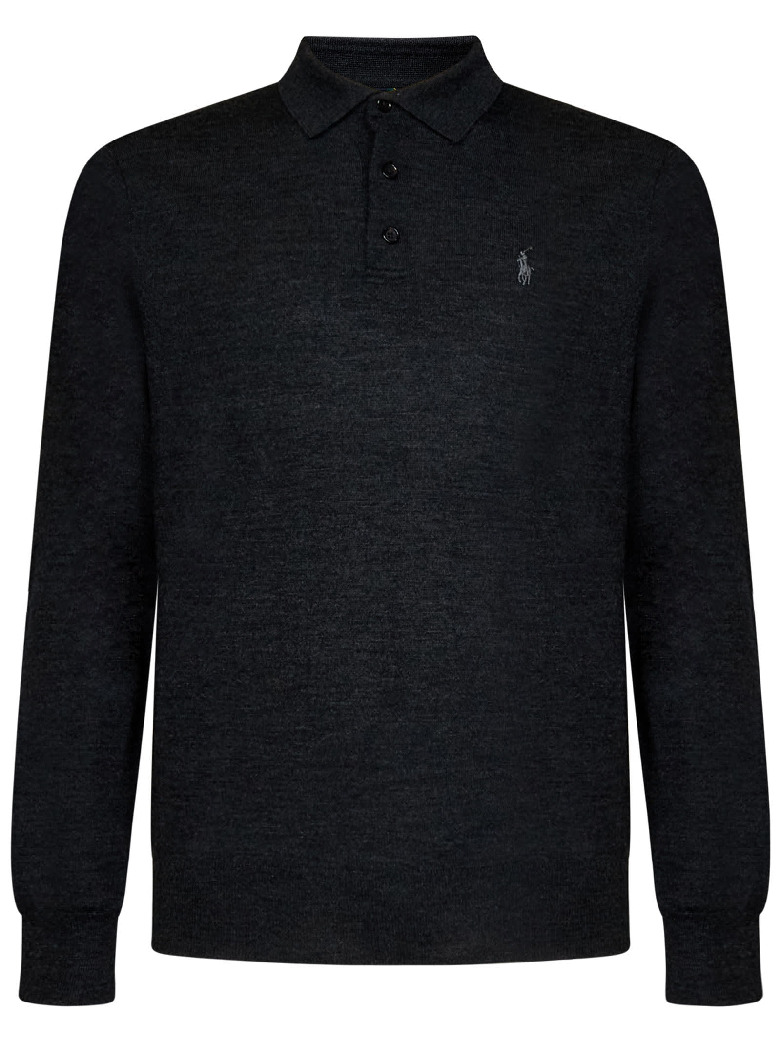 Polo Pony fine-knit polo shirt - Grey