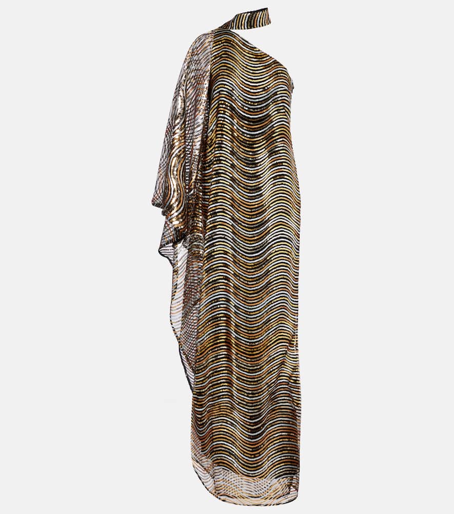 Glaum one-shoulder sequined gown