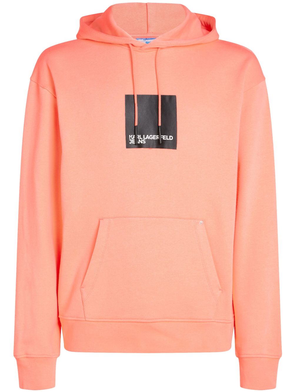 Logo-patch organic cotton hoodie - Orange