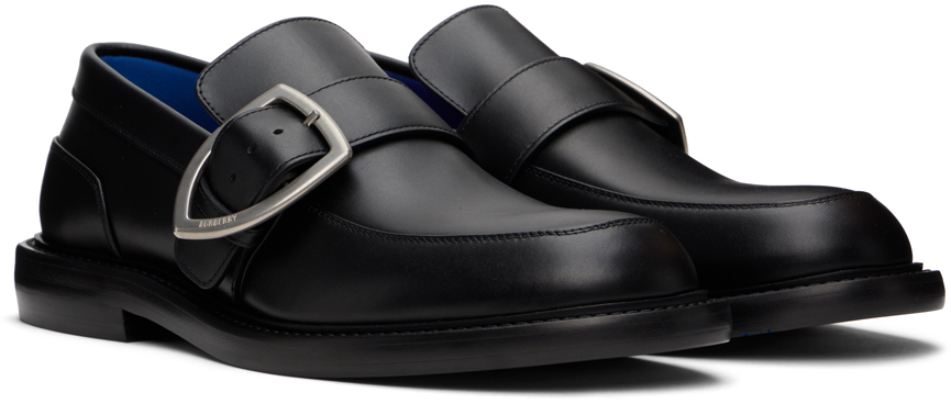 Burberry Black Leather Cobble Loafers