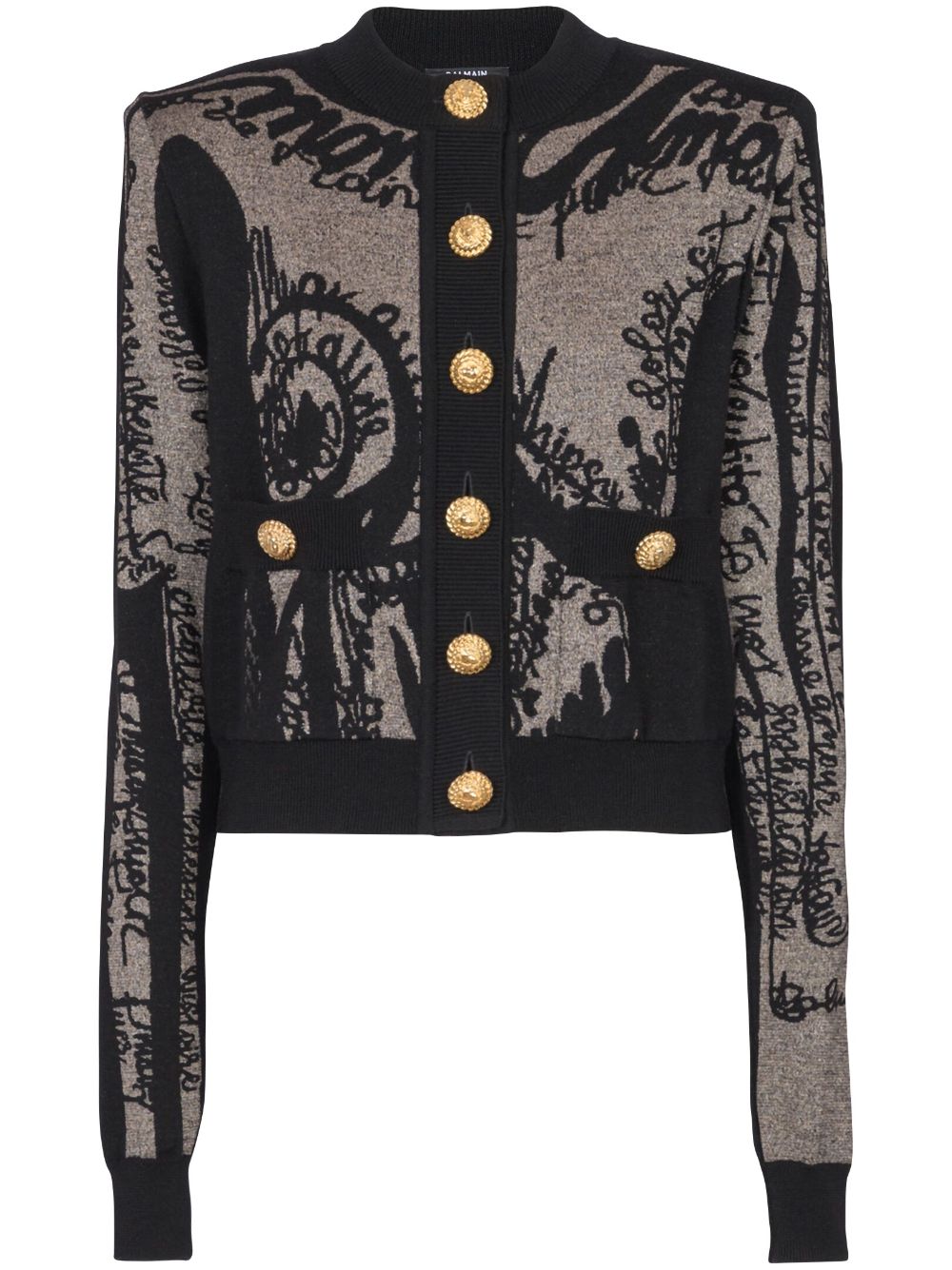 Intarsia-knit logo cardigan - Black