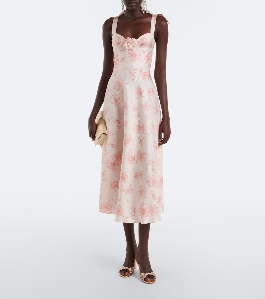 Floral silk twill midi dress
