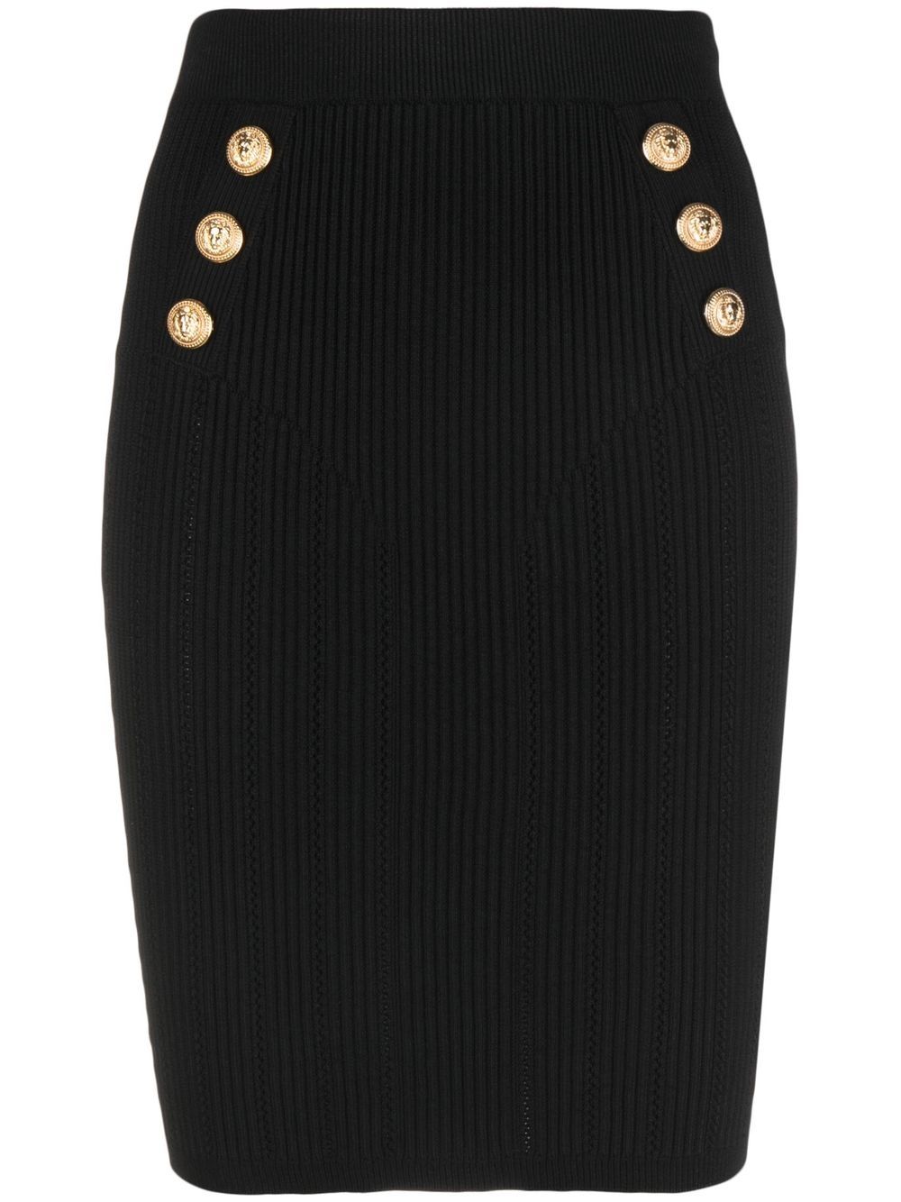 High-waisted knitted skirt - Black