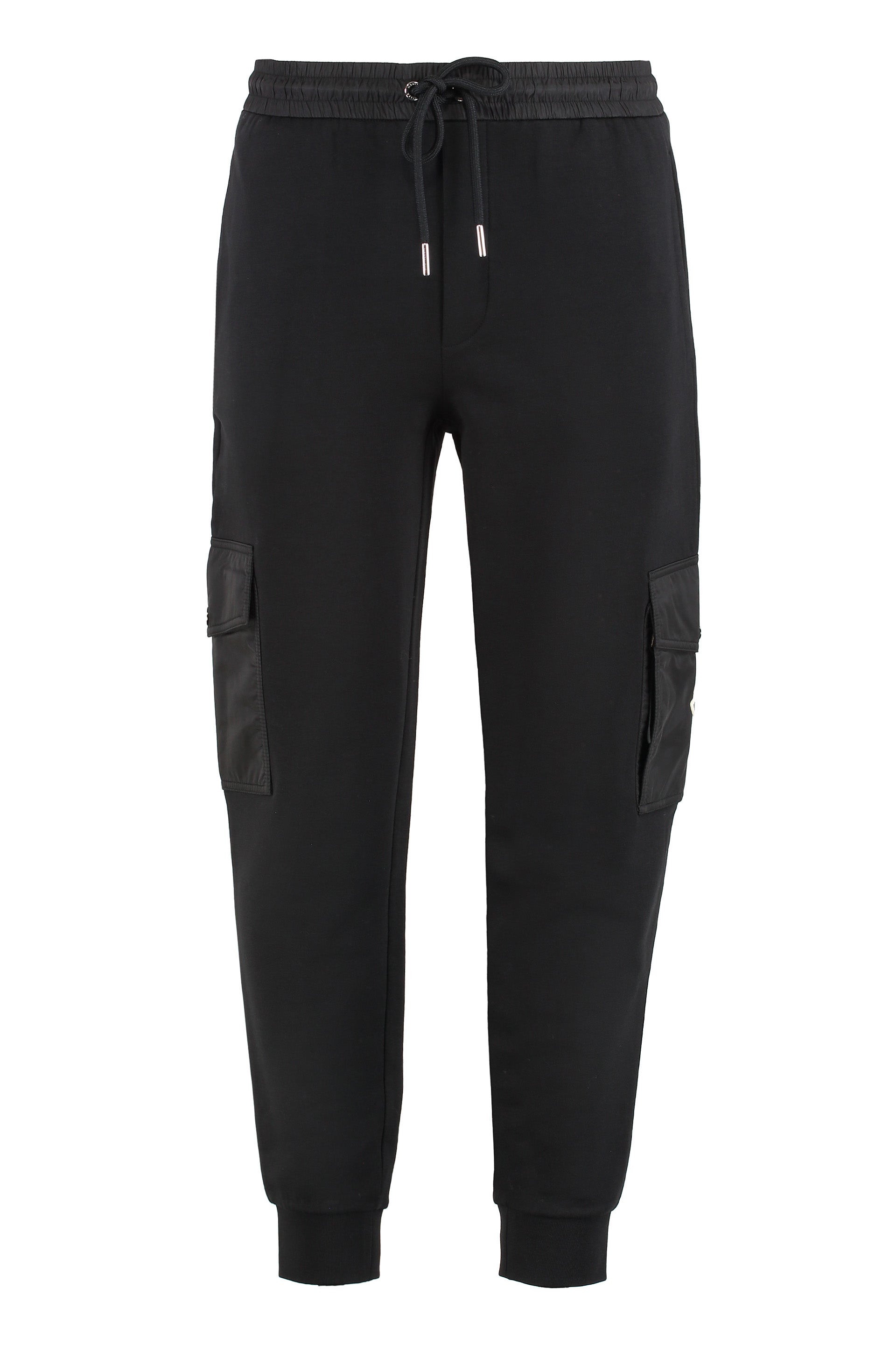 Sporty Tapered Pants in Cotton Blend with Nylon Details