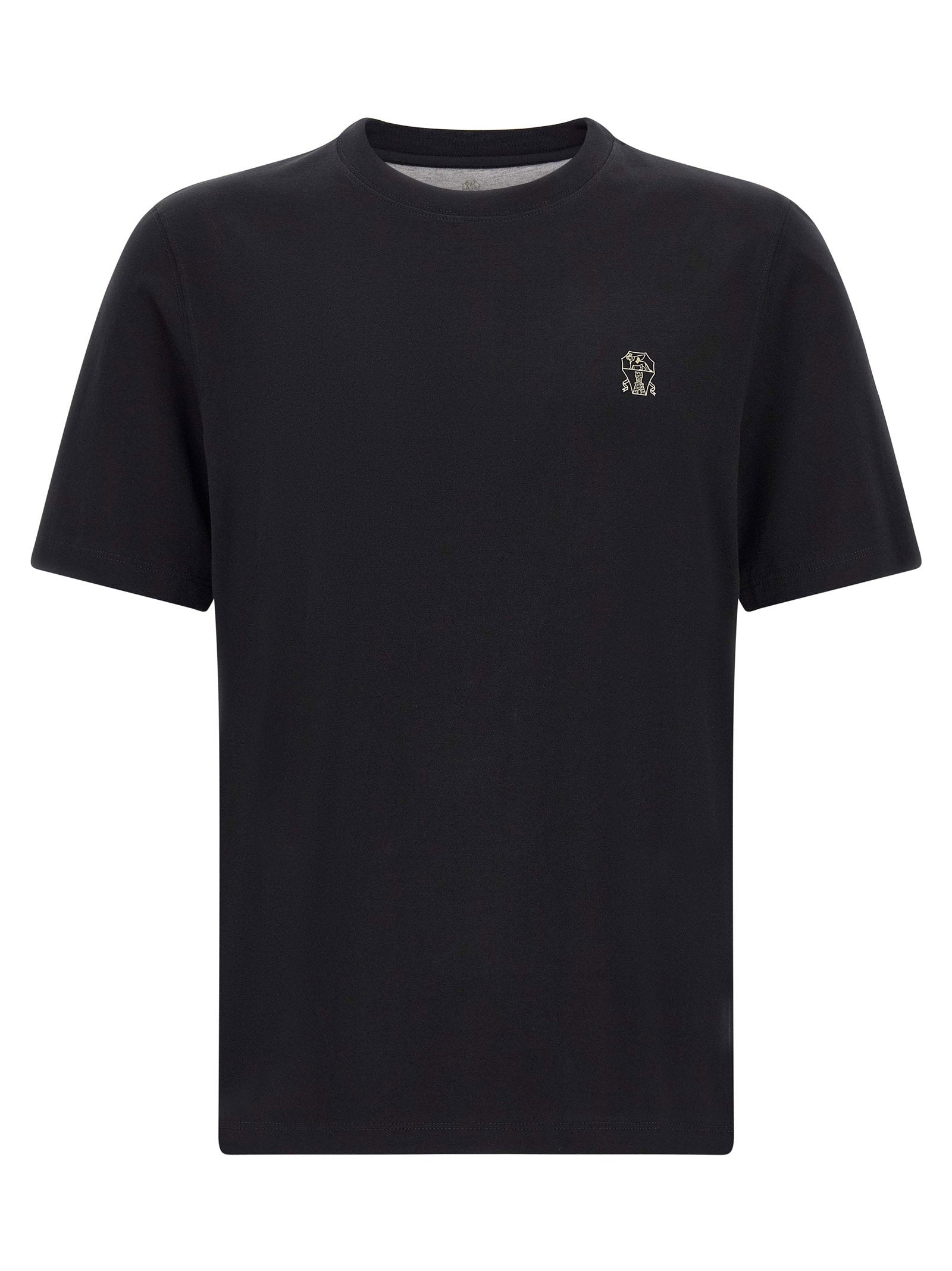 Logo-Embroidered Cotton T-shirt — Black