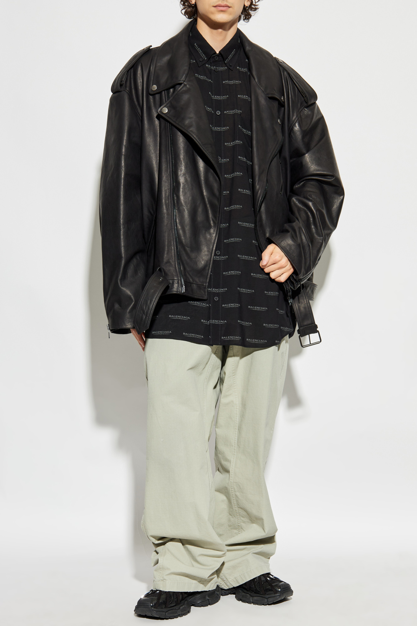 Balenciaga Shirt With Monogram, Men's, Black