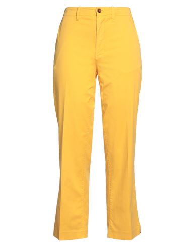 Kiltie Woman Pants Yellow Size 10 Cotton, Tencel, Elastane
