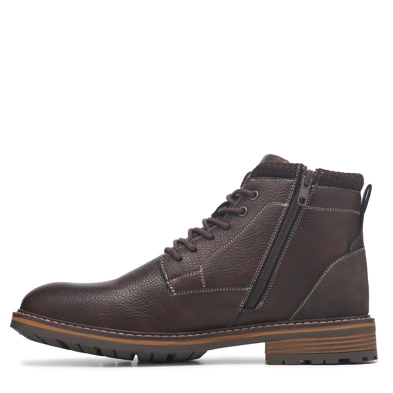 Men's Sebastian Lace Up Side Zip Boots (Brown)