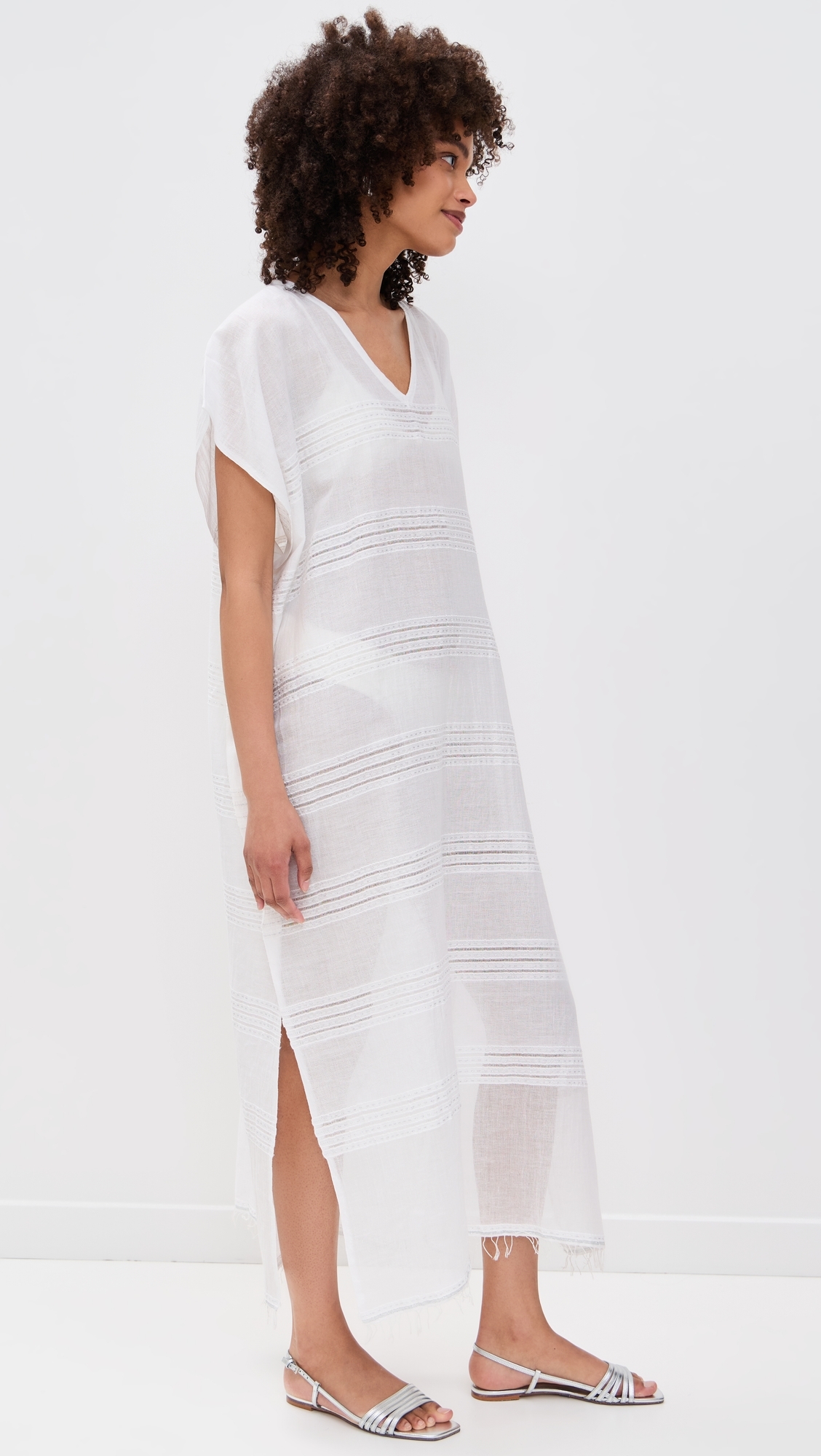 Lemlem Abira Classic Caftan White One Size